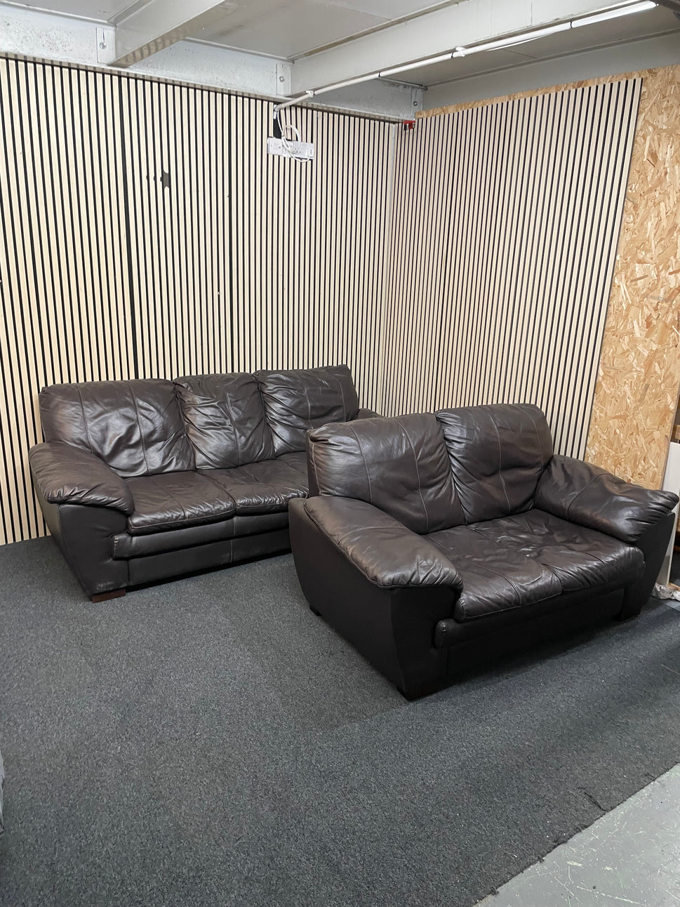 3+2 dark brown sofa real leather sofa suite 3126