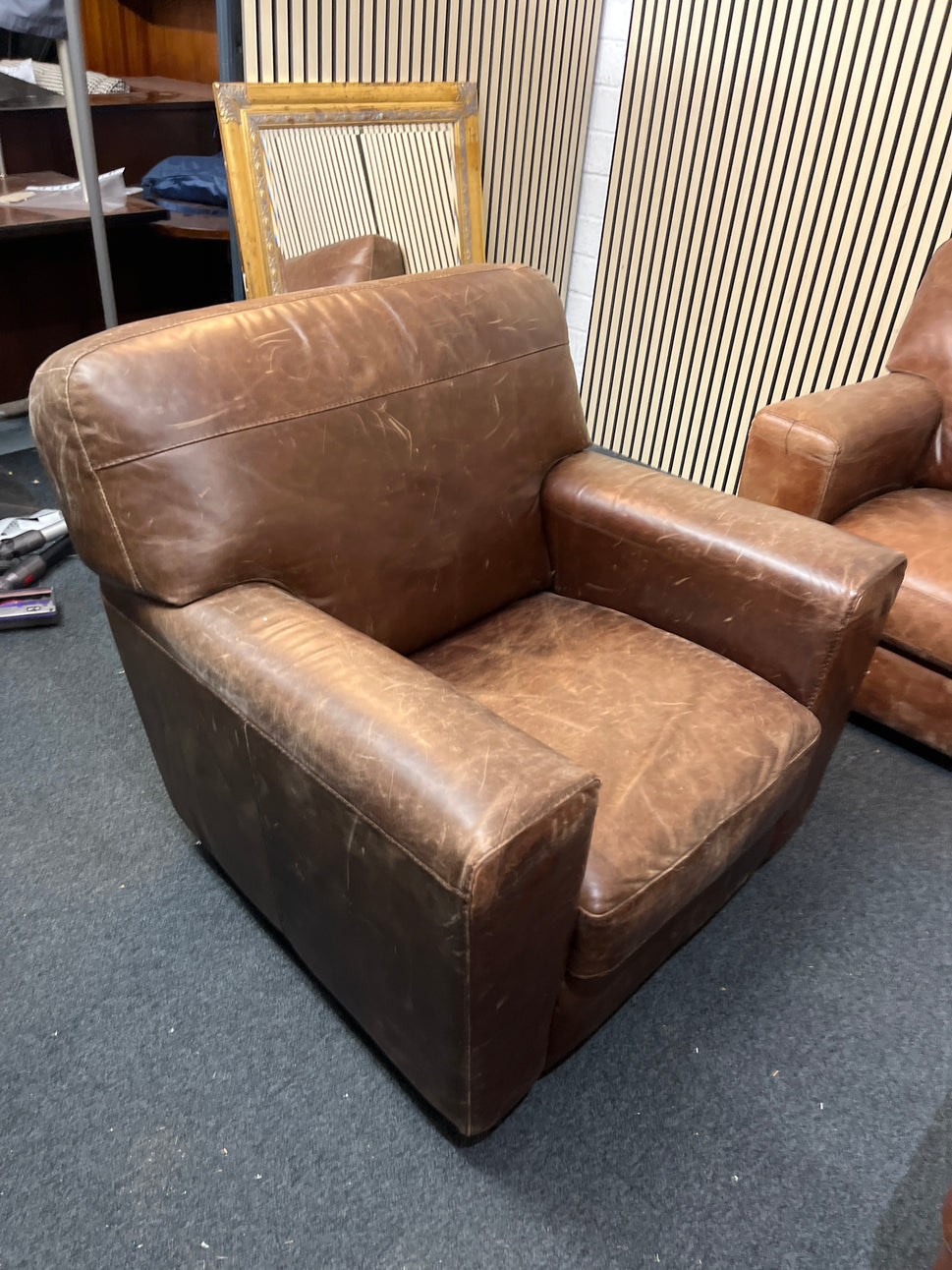 2+1+1 real tan leather box sofa suite 1126