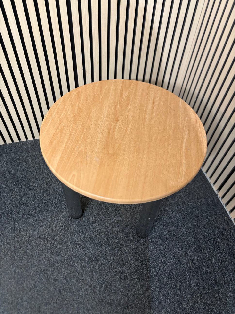 LIQUIDATED beech laminate coffee table with chrome screw in legs for easy storage