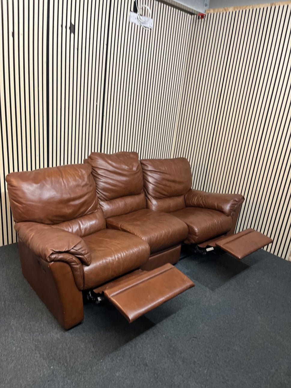3+1+1 Brown Leather reclining sofa suite 3126