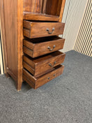 Tall solid wood unit featuring open shelving and bottom drawers. (H 180 x W 58 x D 33 cm) 44590