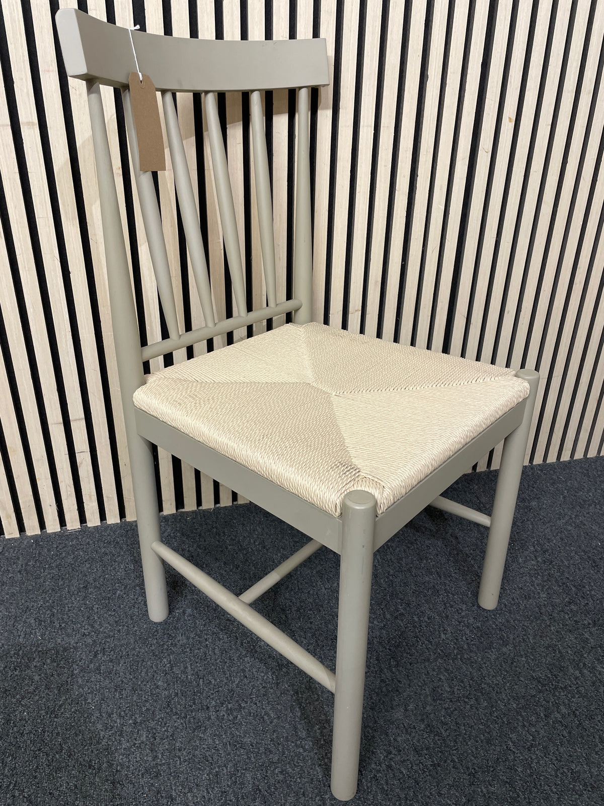 Grey painted solid wood kitchen chair with rattan style seat 44434