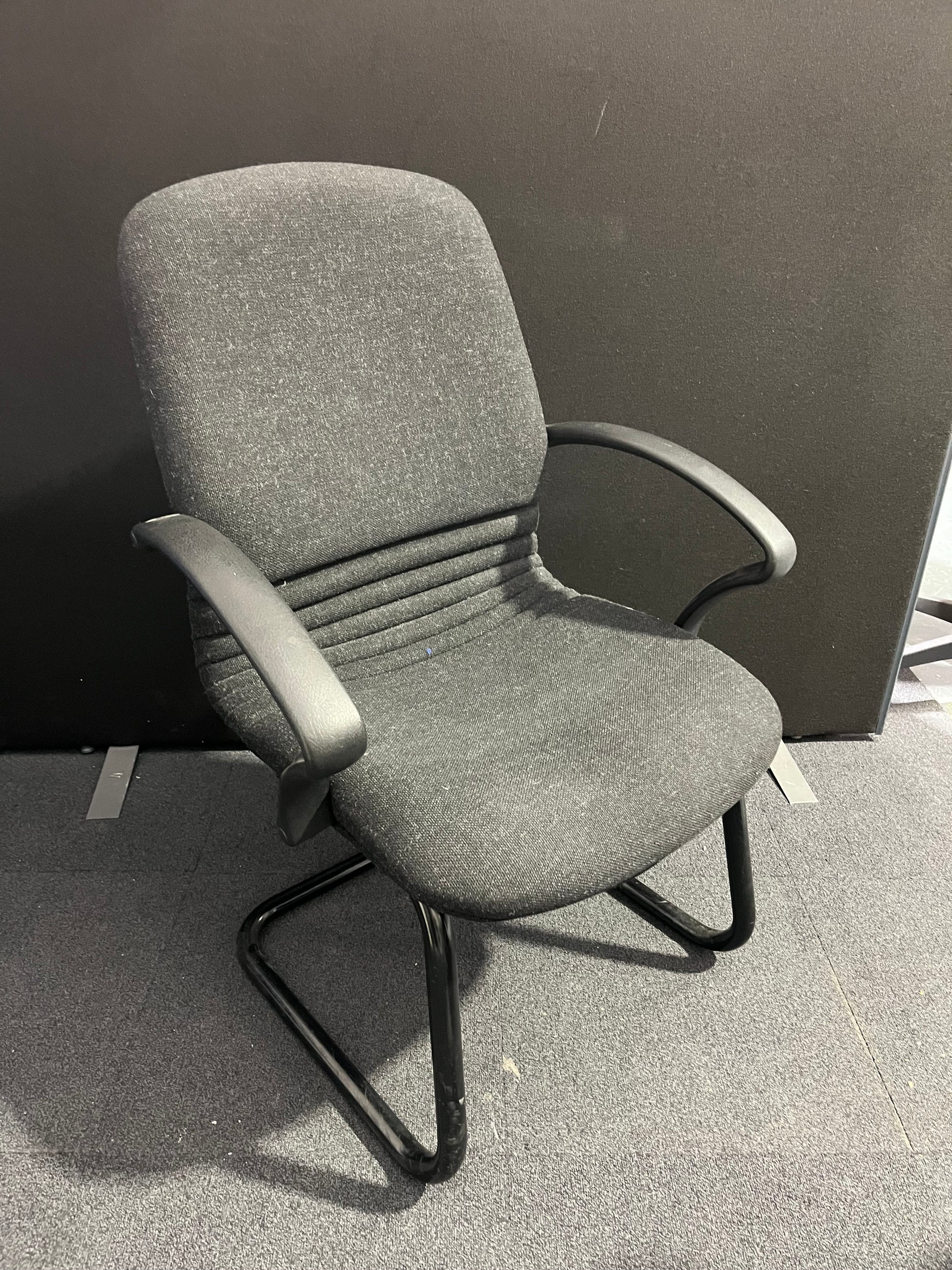 Charcoal medium back cantilever chair with arms