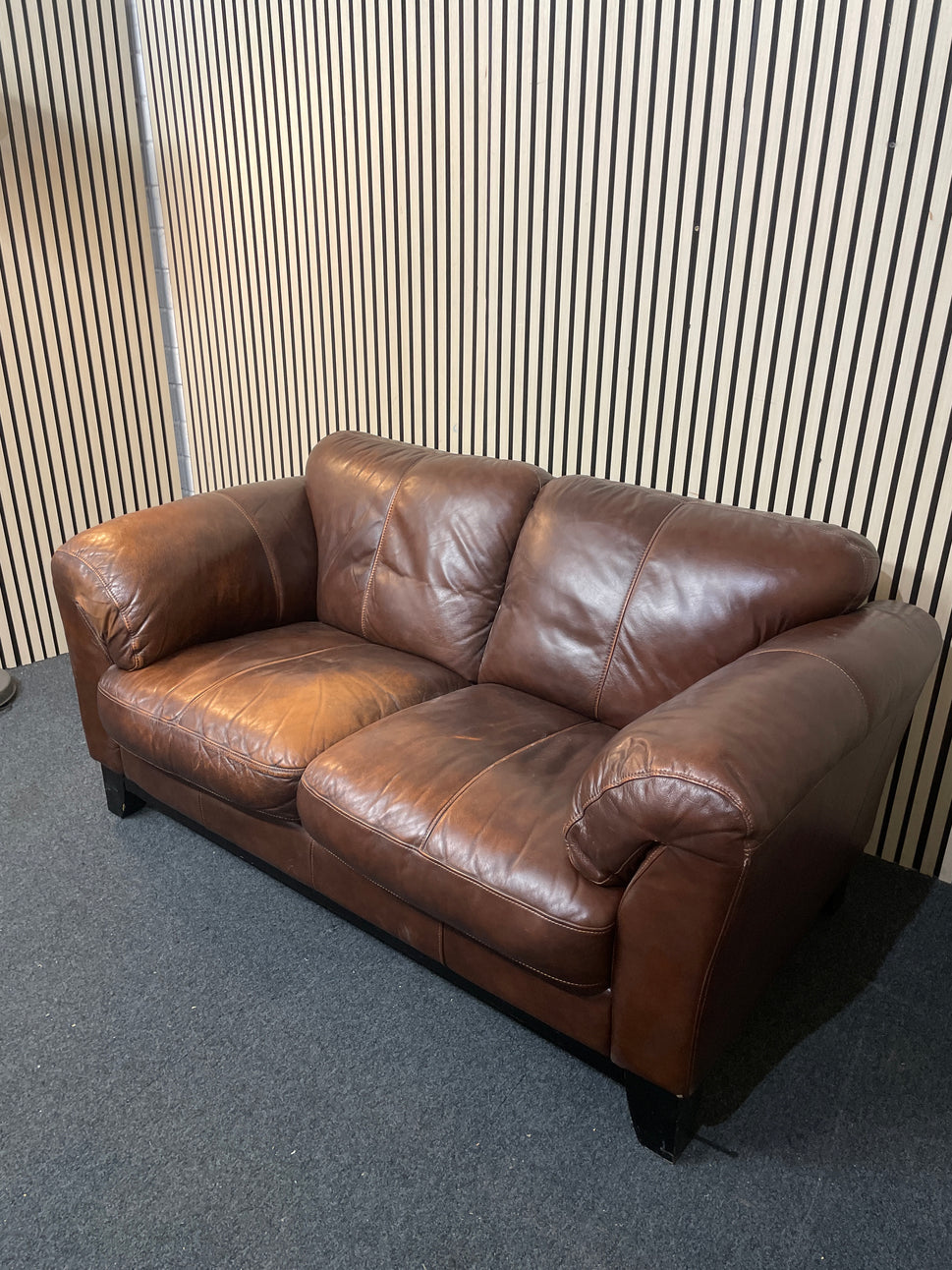 Brown leather 2 seater sofa (width 168 cm) 1126