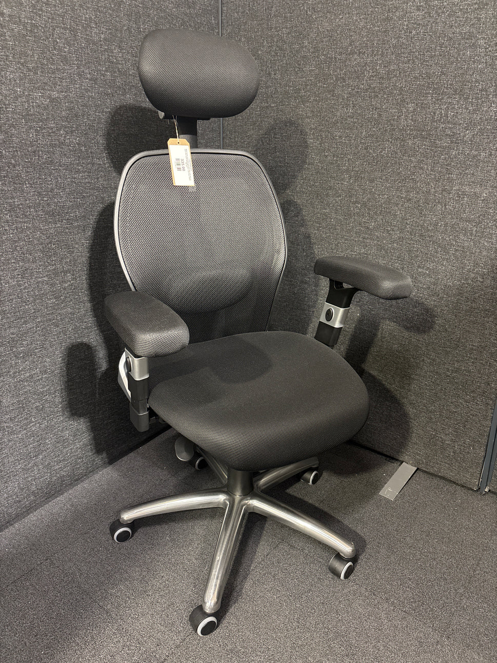 NEW Sandro mesh back executive chair with black air mesh seat, height adjustable arms, 5 star base. PRICE INC VAT