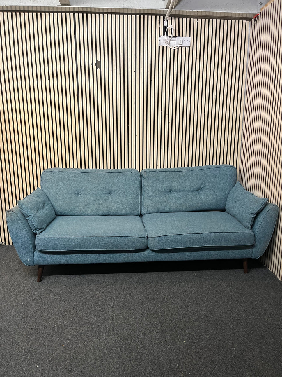 Large 3 seater Teal mixed fabric sofa (230 cm width) 43393