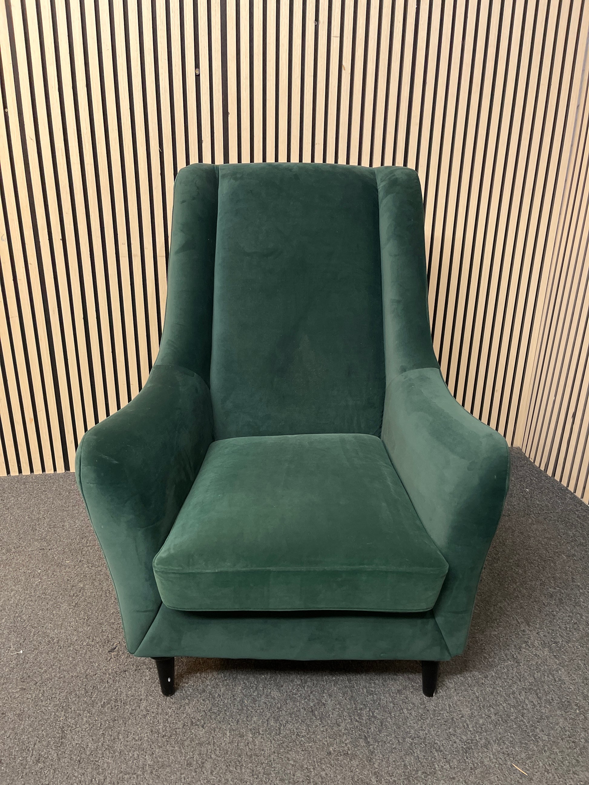 High back dark green crushed fabric Armchair 43386