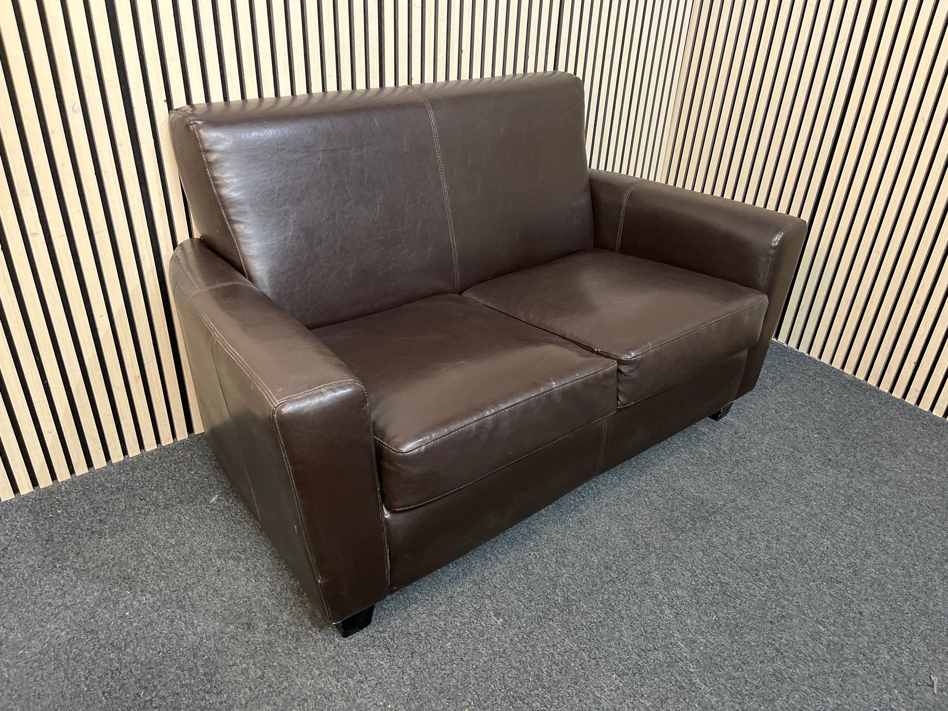 2 seater brown leatherette sofa 43747
