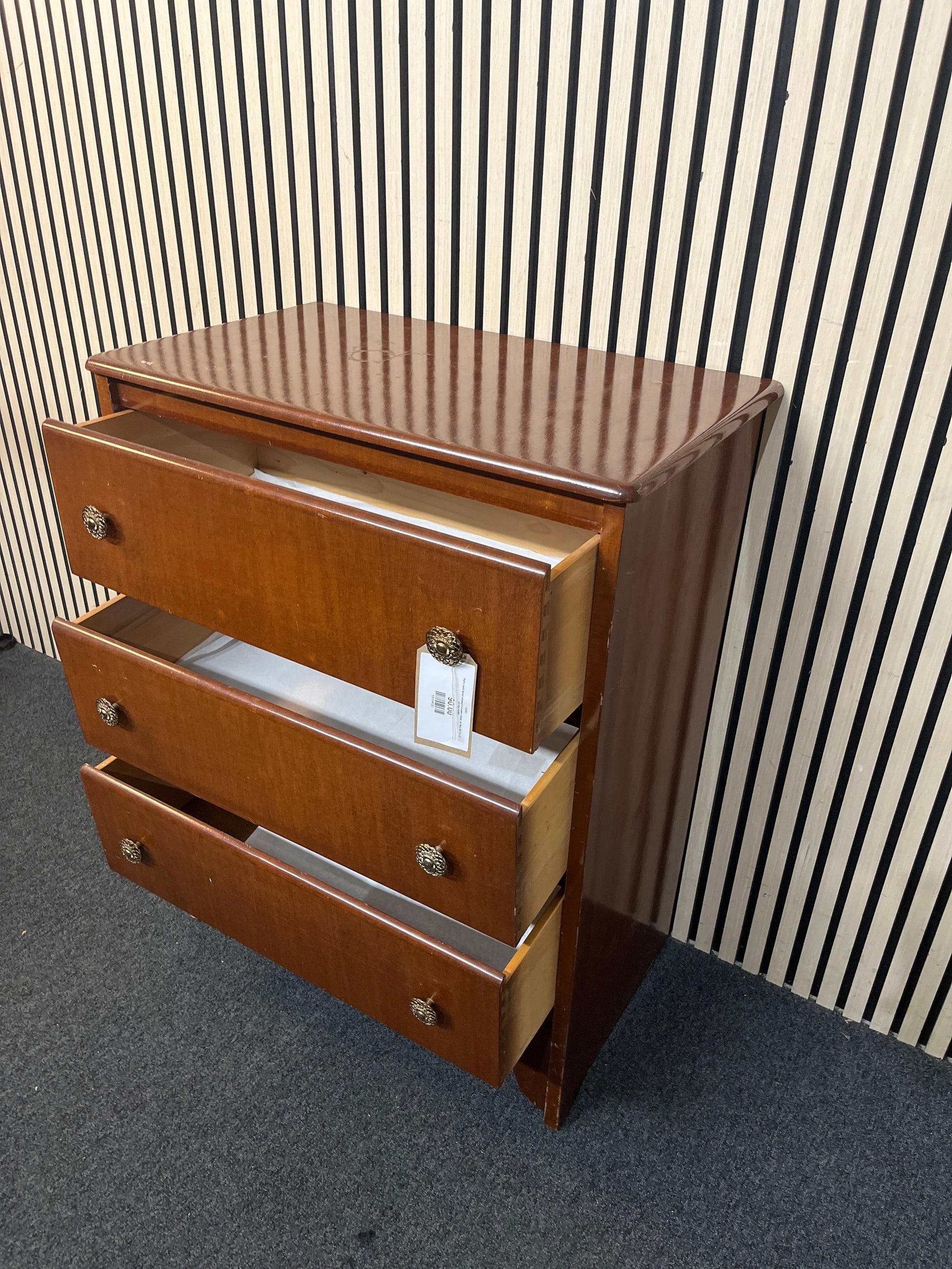 Retro dark wood stained 4 drawer chest (H 94 x W 72 x D 42 cm) 43461