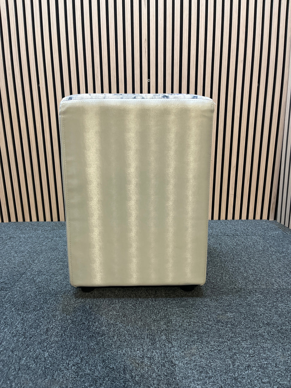 Grey leatherette with pattern fabric top (H 61 x W 43 x D 43 cm)