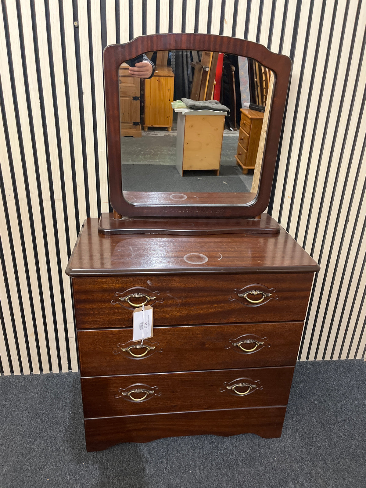 Mahogany 3 drawer chest of drawers with mirror 44253