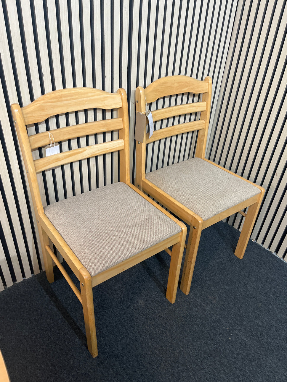 Beech framed dining chair with fabric seat (SET OF 3) 43767