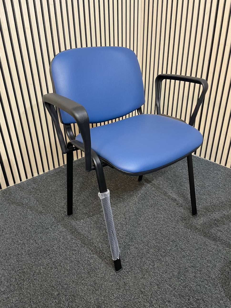 NEW Taurus Blue framed stacking meeting chair with blue vinyl seat and back. PRICE INC VAT.