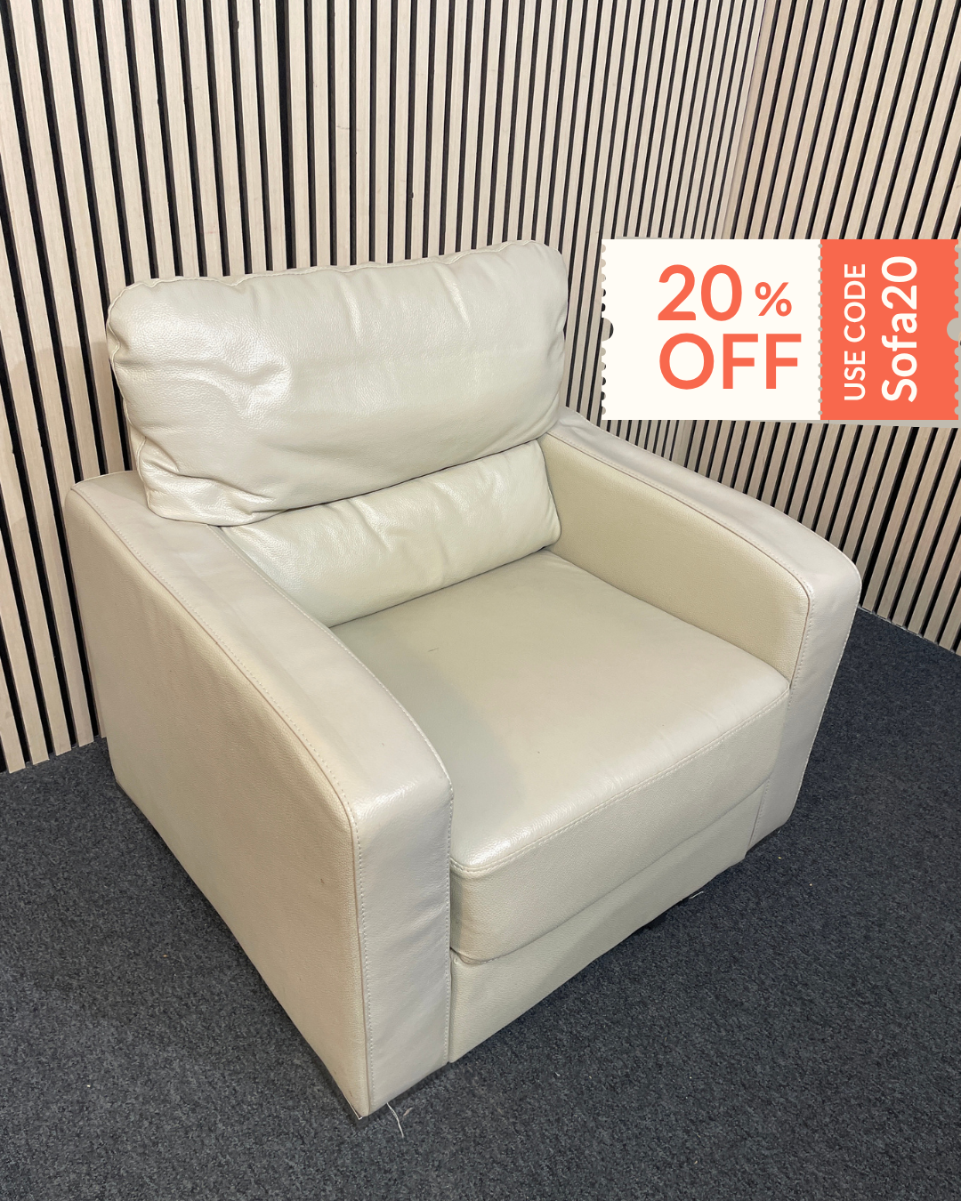Cream leather armchair 3126