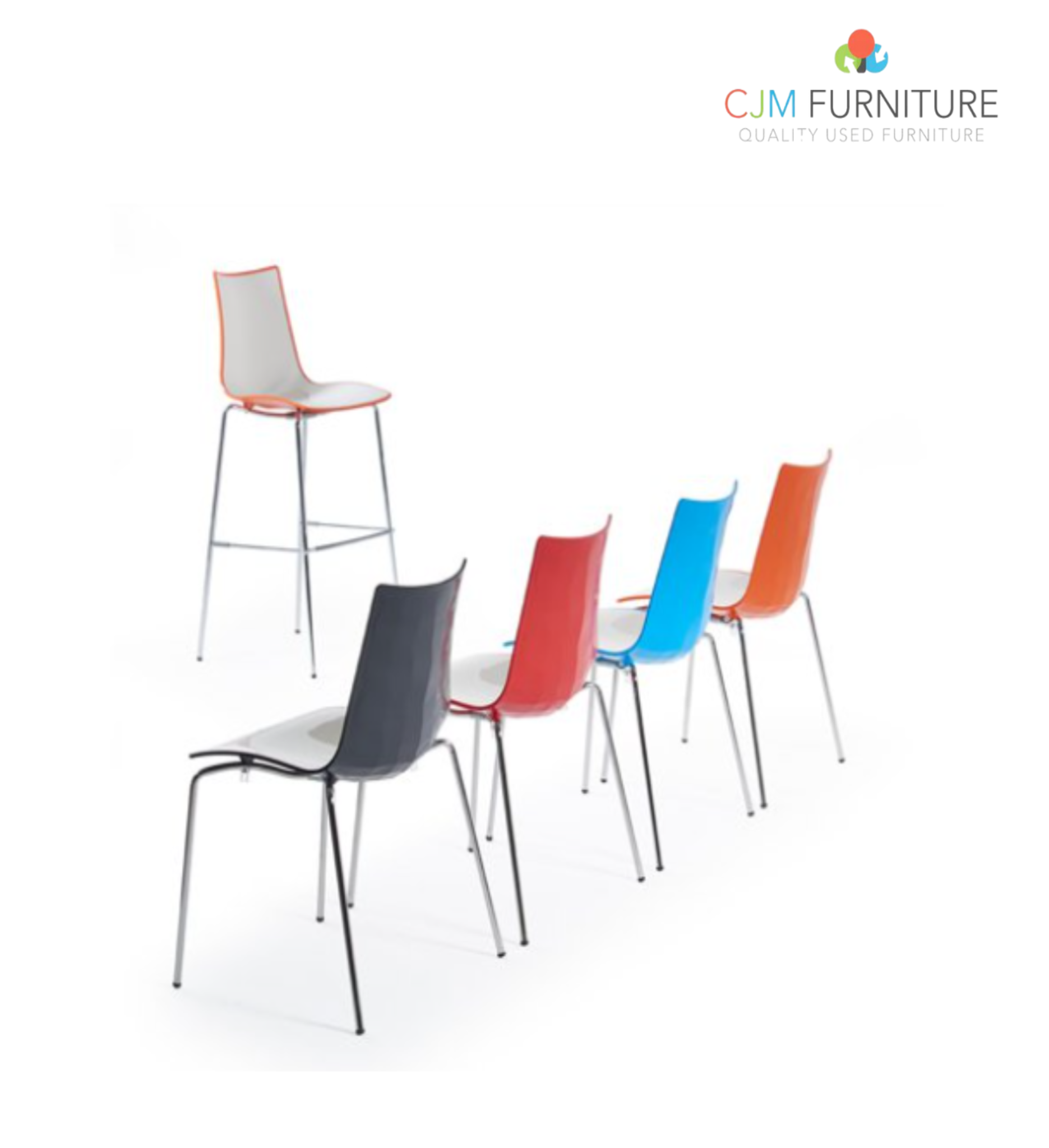 Gecko shell dining stool with anthracite, white or chrome legs - choice of colours