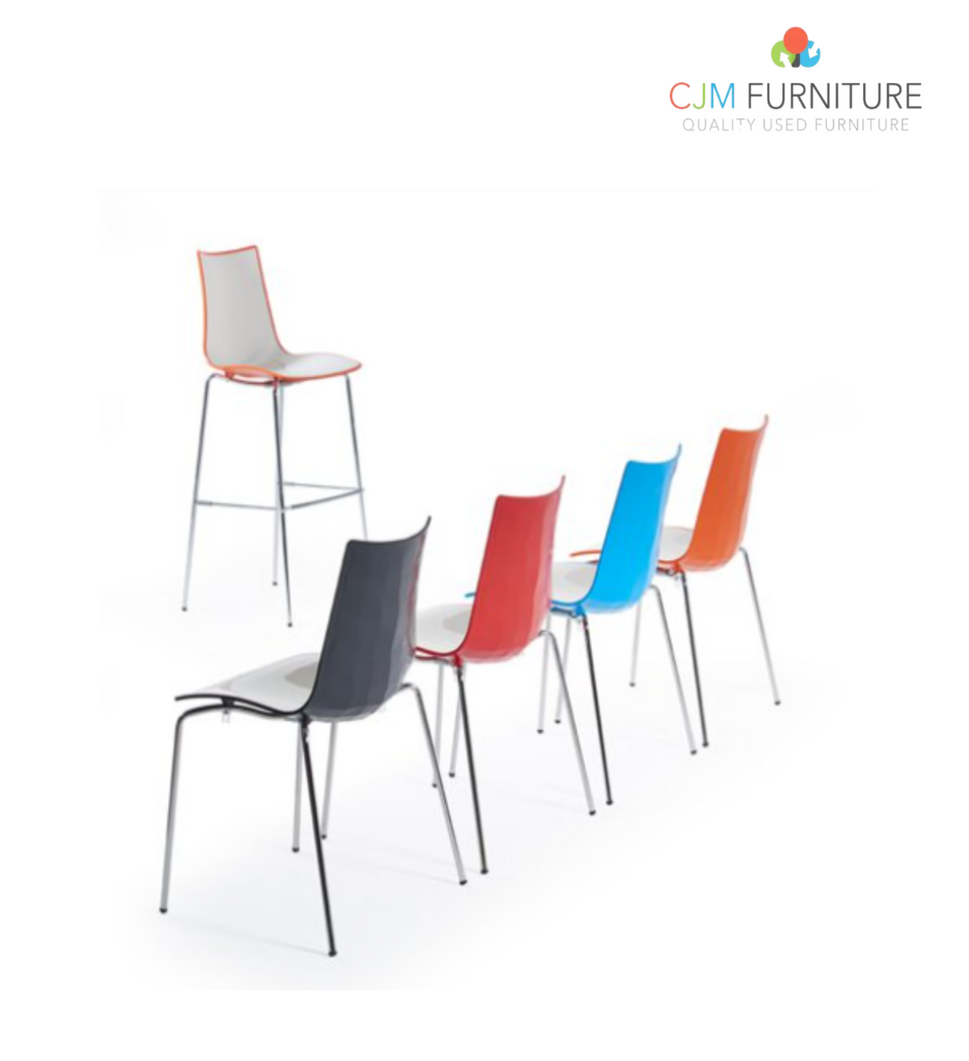 Gecko shell dining stool with anthracite, white or chrome legs - choice of colours