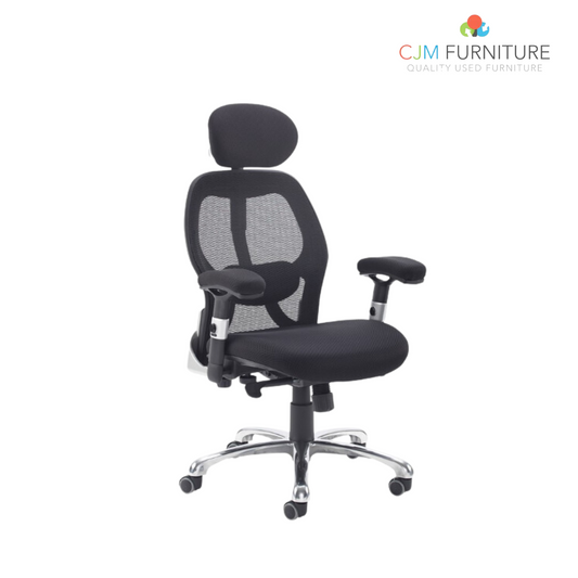 Sandro mesh back executive chair with black air mesh seat, HA arms and head rest   12/04/21