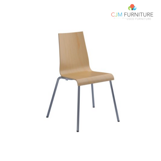 Beech wooden fundamental stacking chair - chrome frame