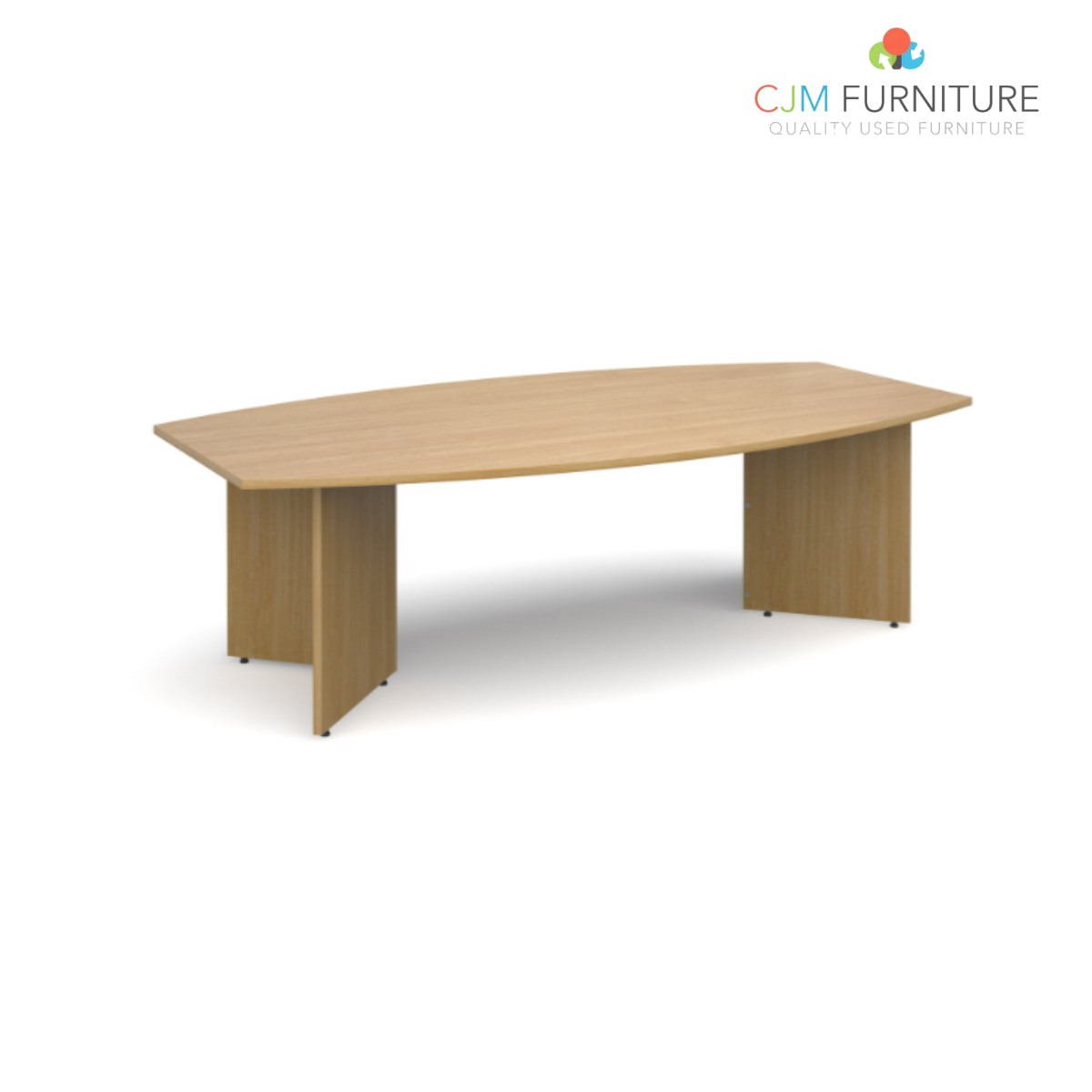 Barrel shape boardroom table 2400mm x 800 / 1300mm