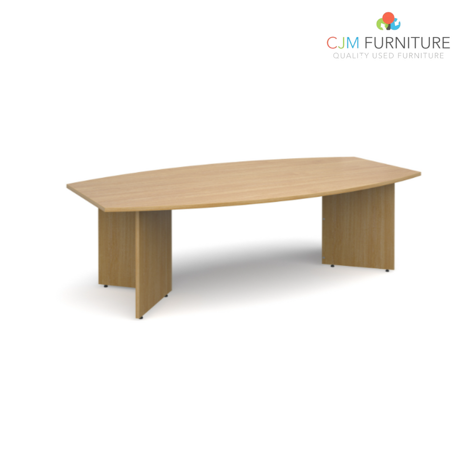 Barrel shape boardroom table 2400mm x 800 / 1300mm