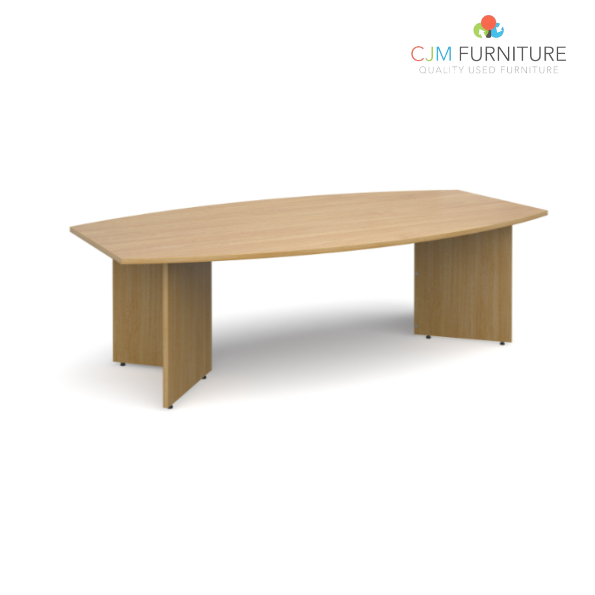 Barrel shape boardroom table 2400mm x 800 / 1300mm