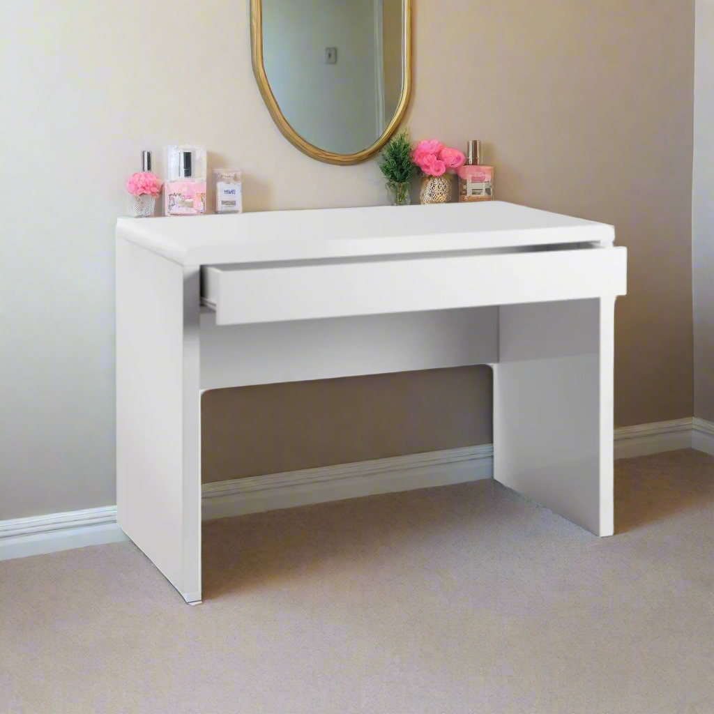 Luxor straight workstation desk in white high gloss with pull out full length drawer Was 99 Now 59.99 FLATPACKED
