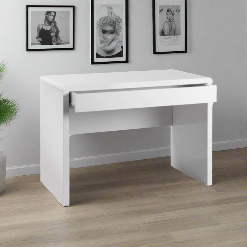Luxor straight workstation desk in white high gloss with pull out full length drawer Was 99 Now 59.99 FLATPACKED