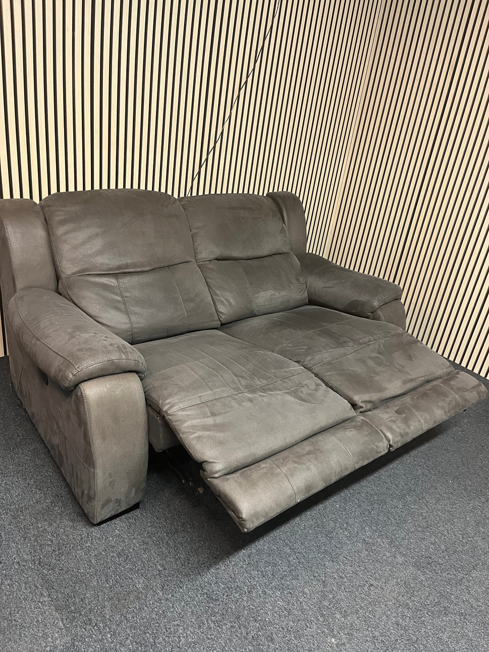 2 seater ELECTRIC recliner light brown microfibre sofa 1325