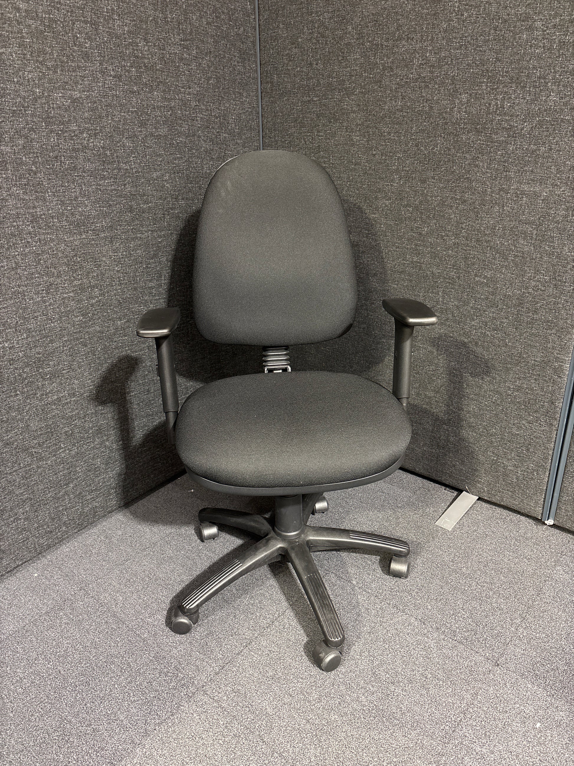 Black fabric BA900 high back swivel with fixed loop arms
