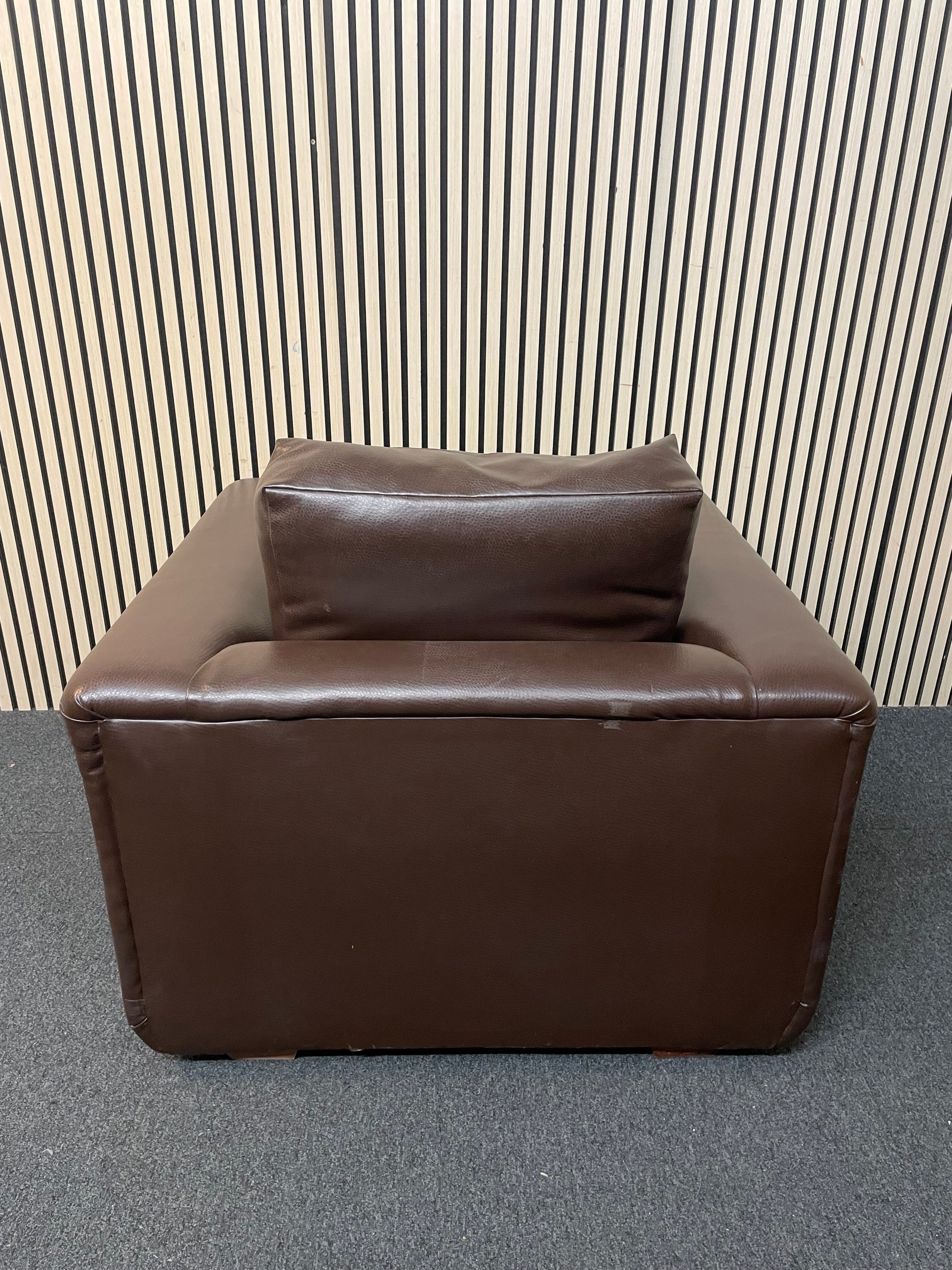 Brown PU leatherette box armchair 2425