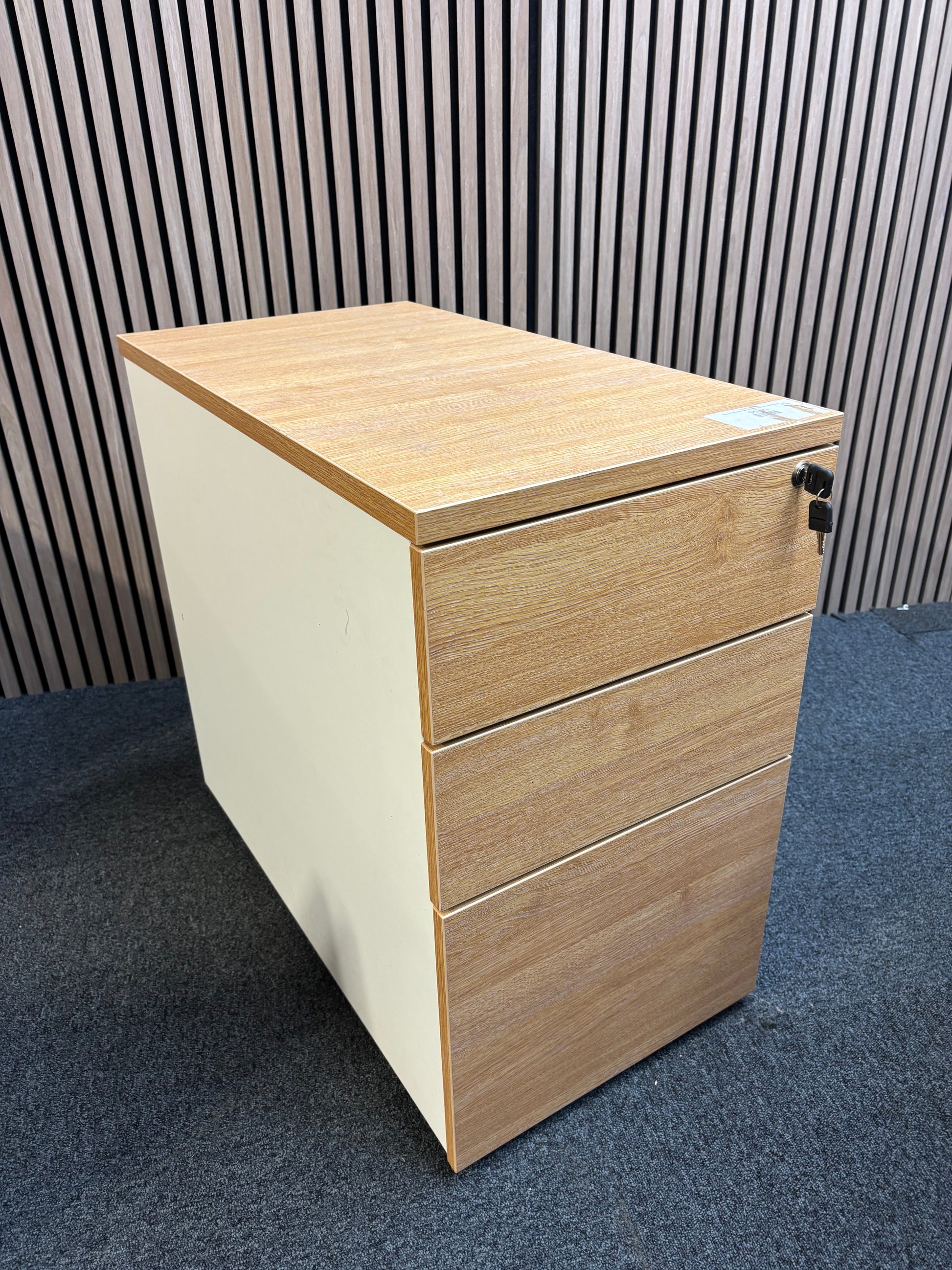 Wooden 800 desk high pedestal (800mm deep) - Oak/White
