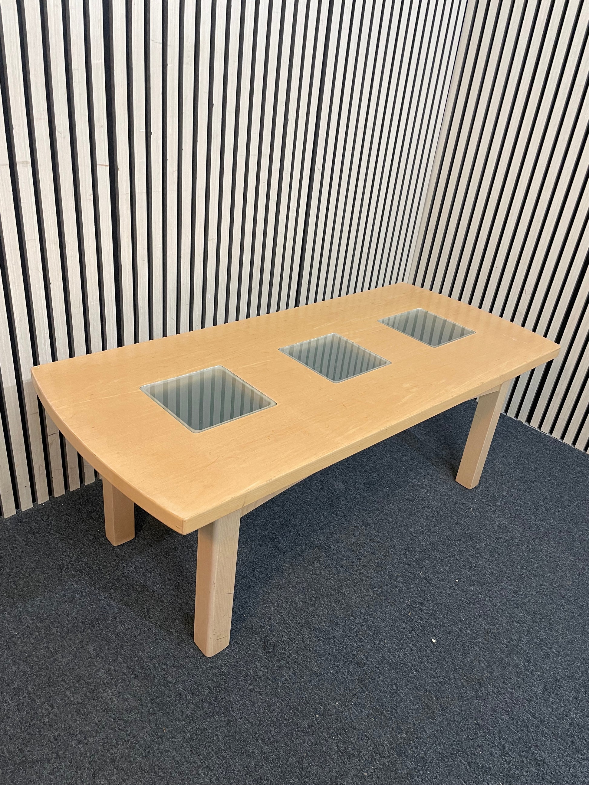 Beech coffee table with glass inserts 43846