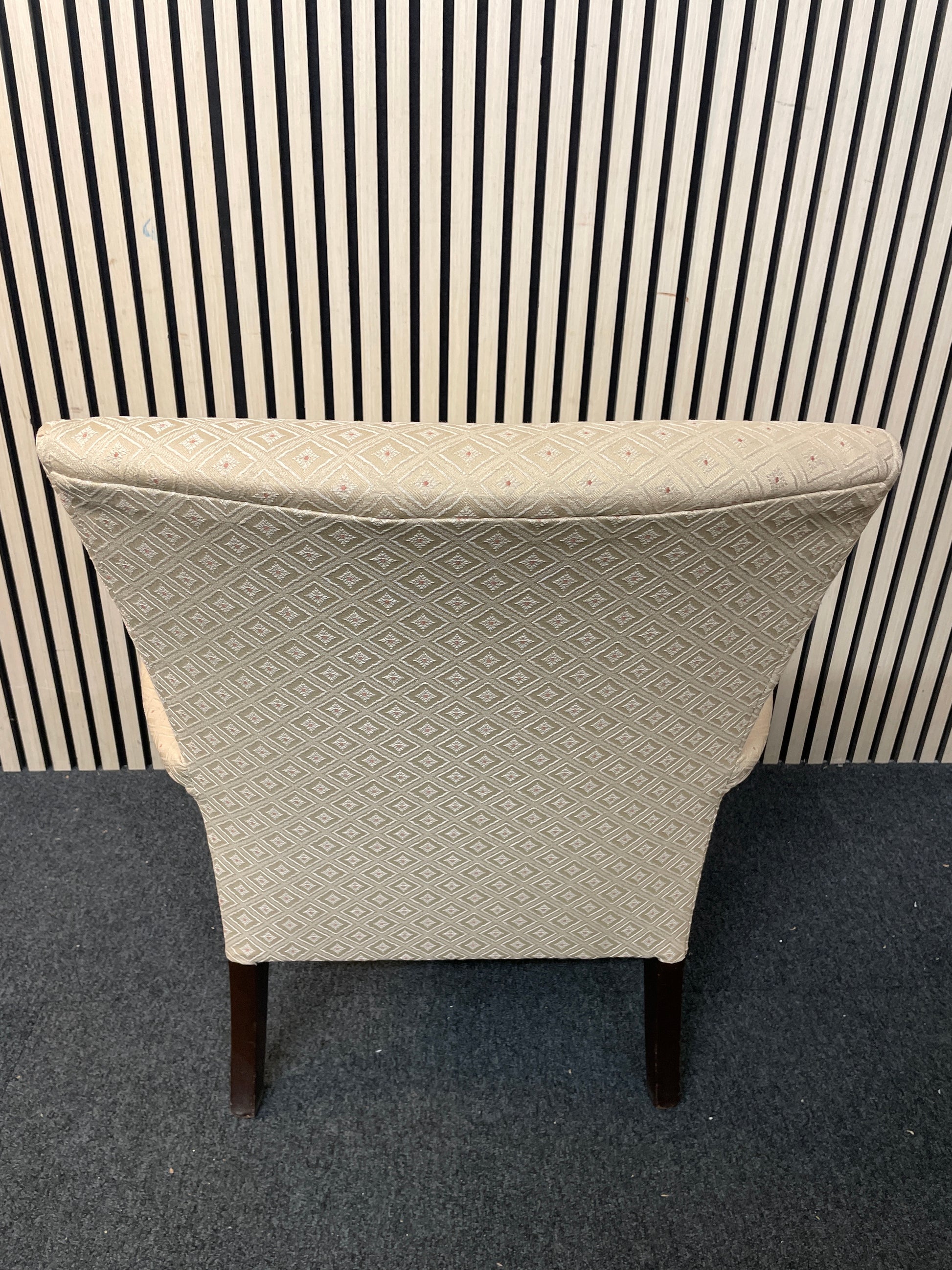 Cream fabric solid wooden framed low armchair 2425