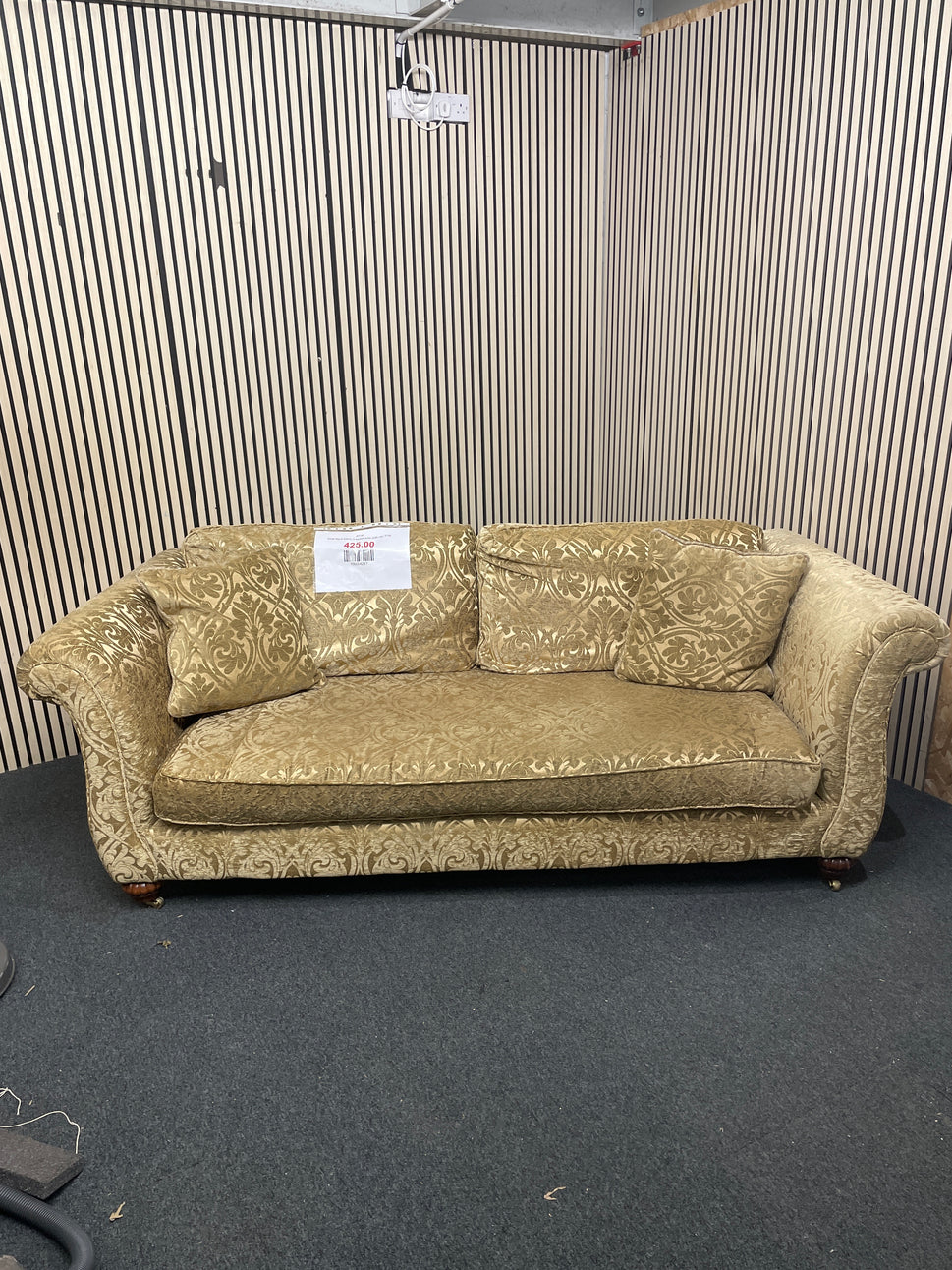 Gold floral fabric 3 seater sofa (230 cm) 3126