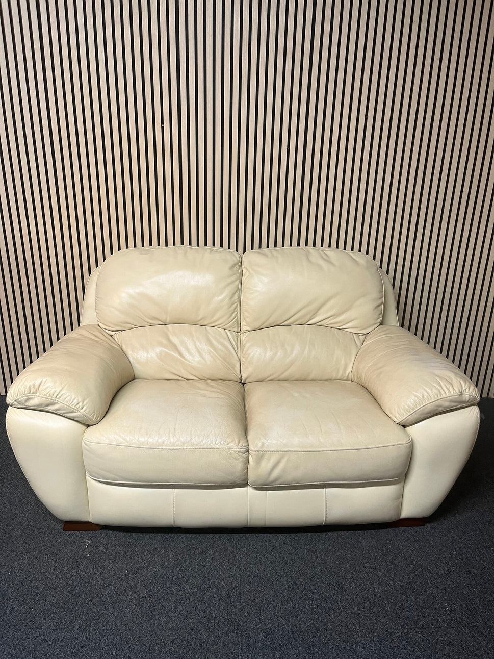 2 Seater real cream leather sofa 1325