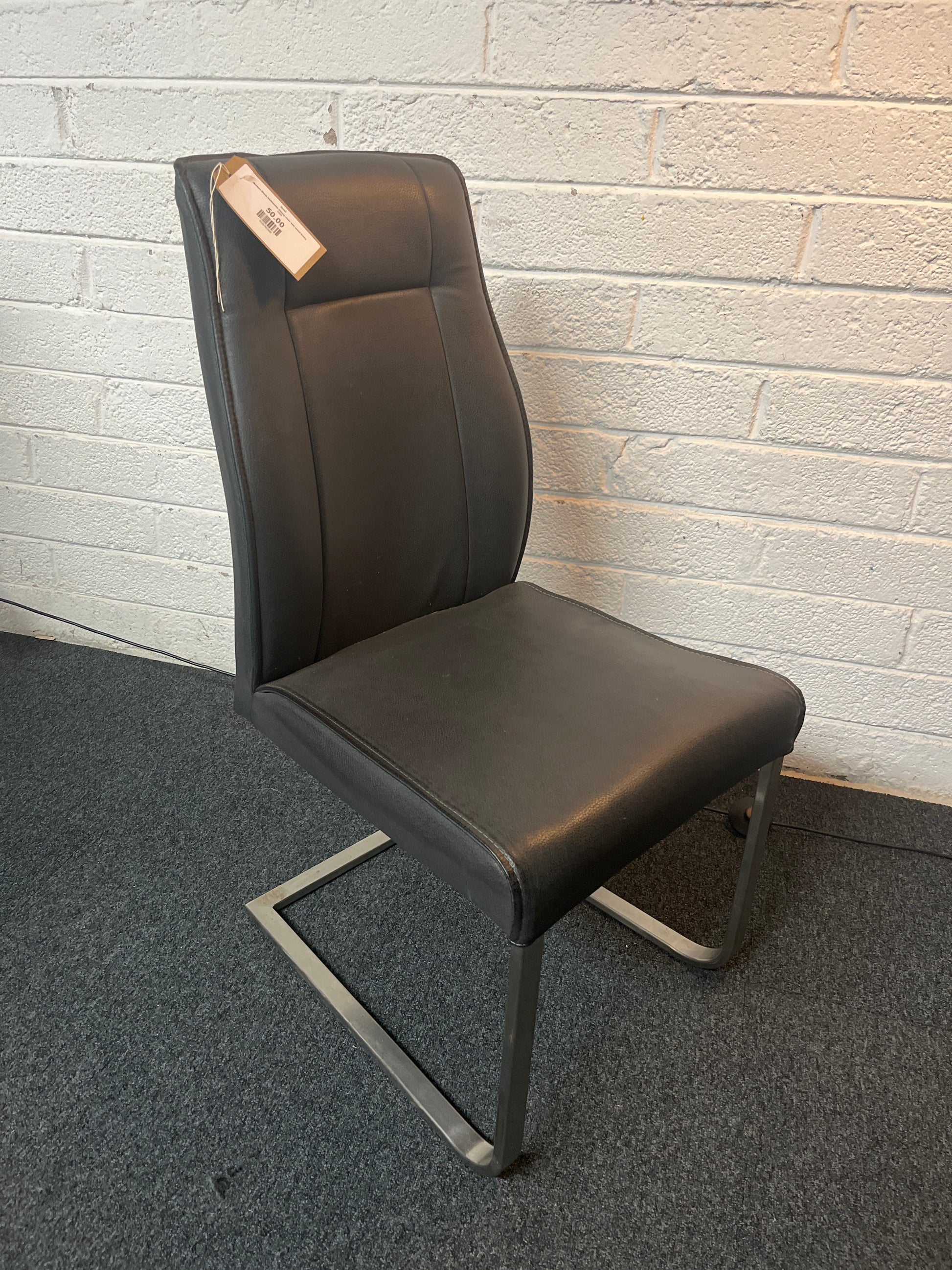 Modern Black leatherette Dining chair with metal frame 1225