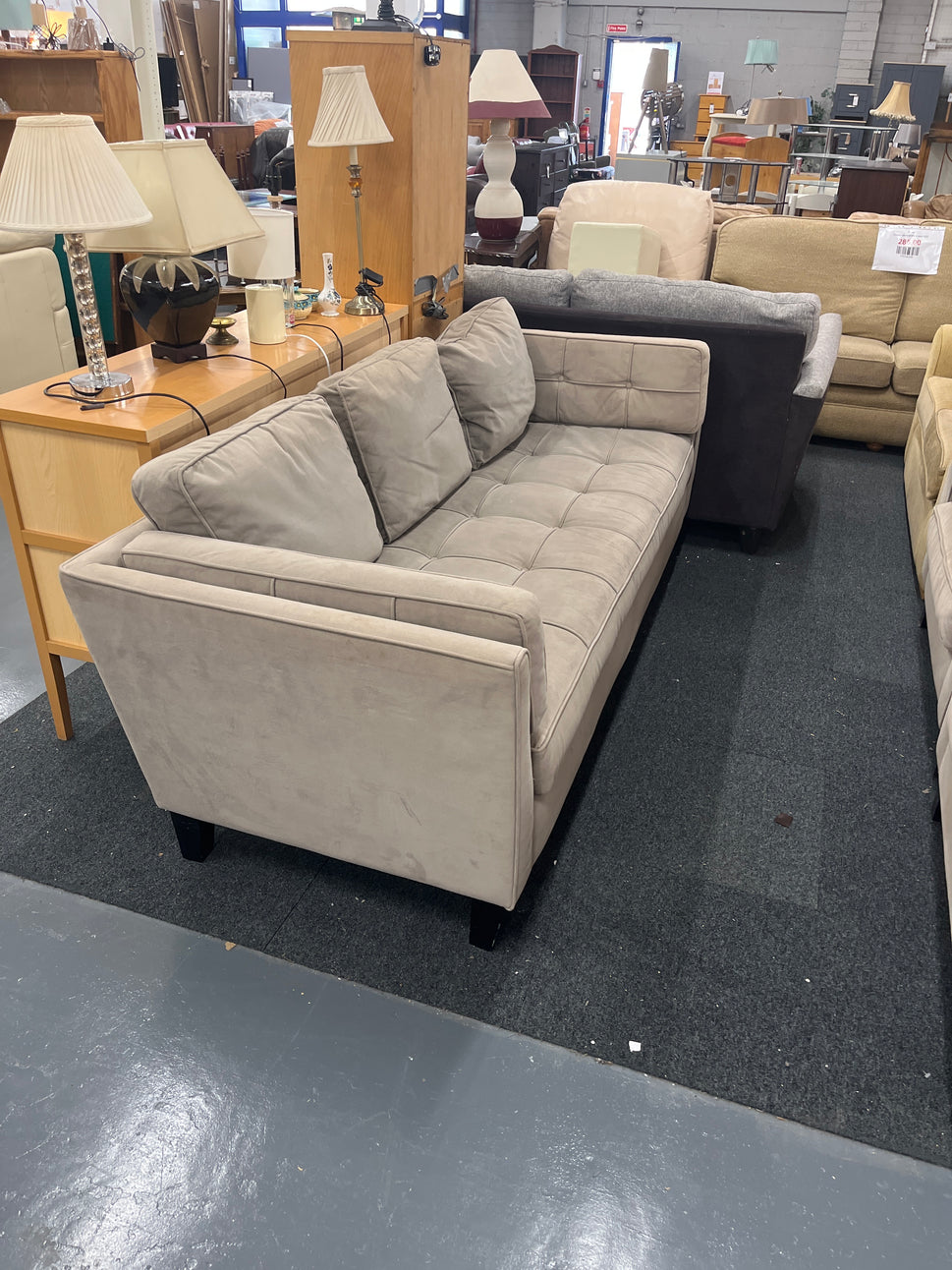 Large 3+1+1 light brown suede fabric sofa suite 1225