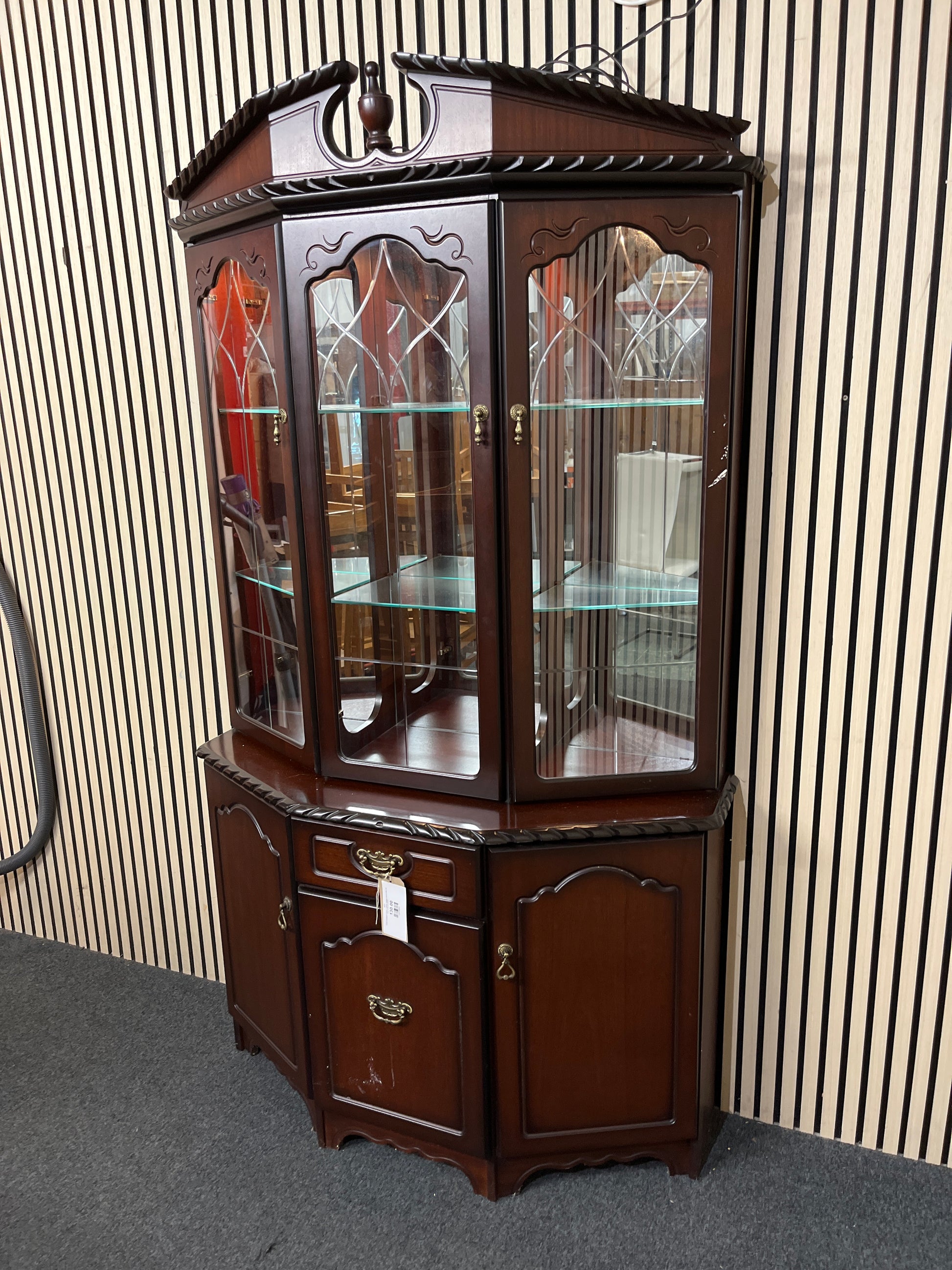 Solid mahogany 6 door 1 drawer display unit (H 200 x W 110 x D 44 cm) 43678