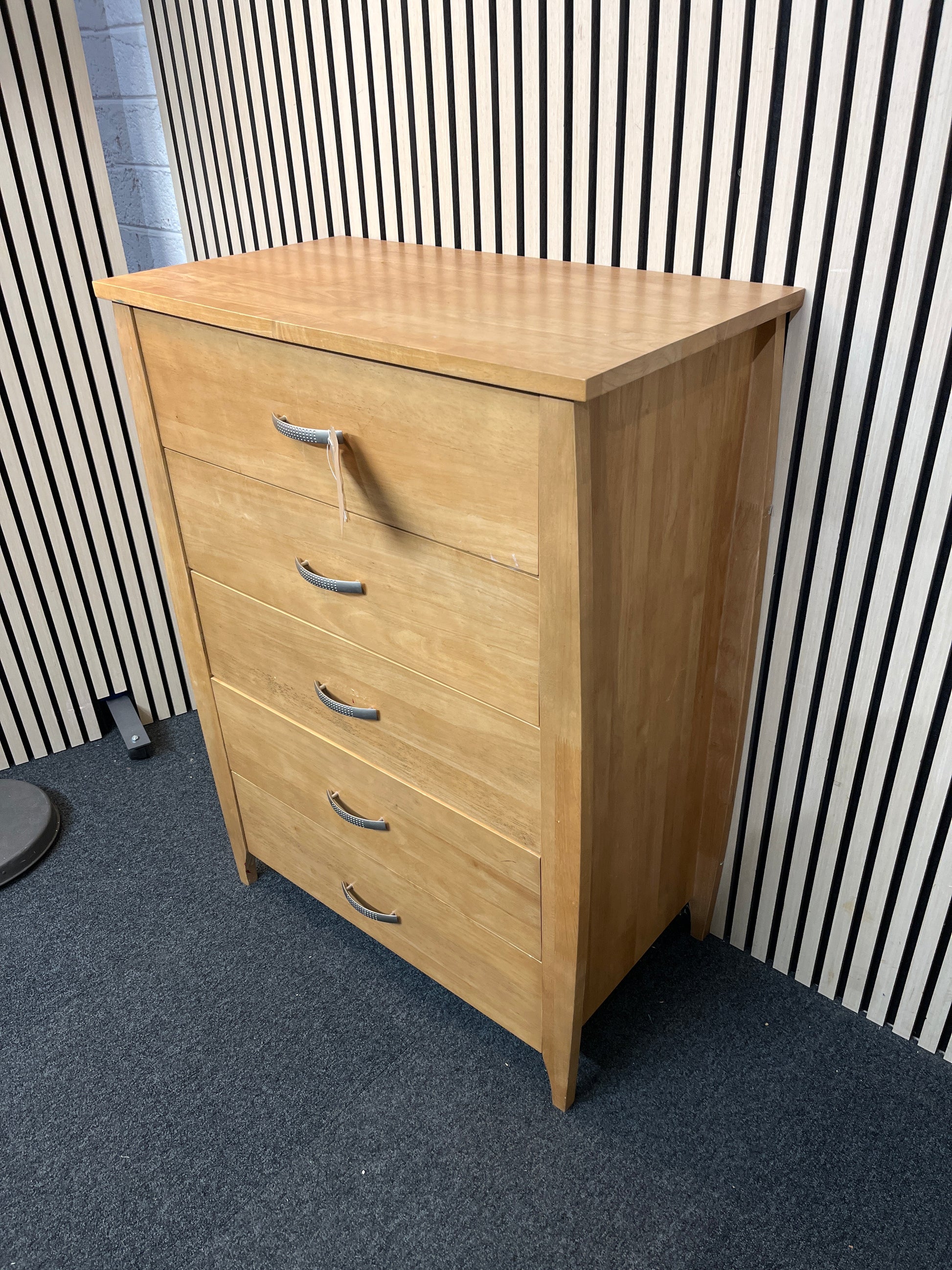 Solid wood 5 high tall chest of drawers (H 110 x W 80 x D 45 cm) 1126