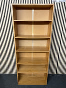 Tall oak veneer open slim bookcase 200Hx32Dx80W 44546