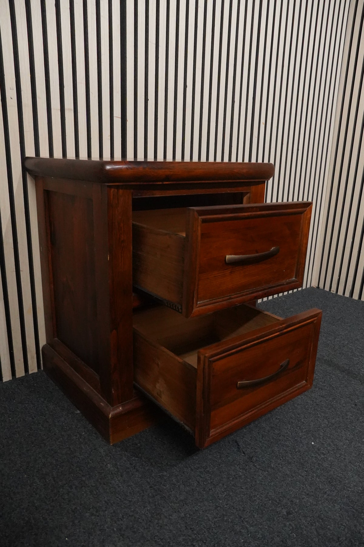 Two drawer solid wood bedside chest 44345