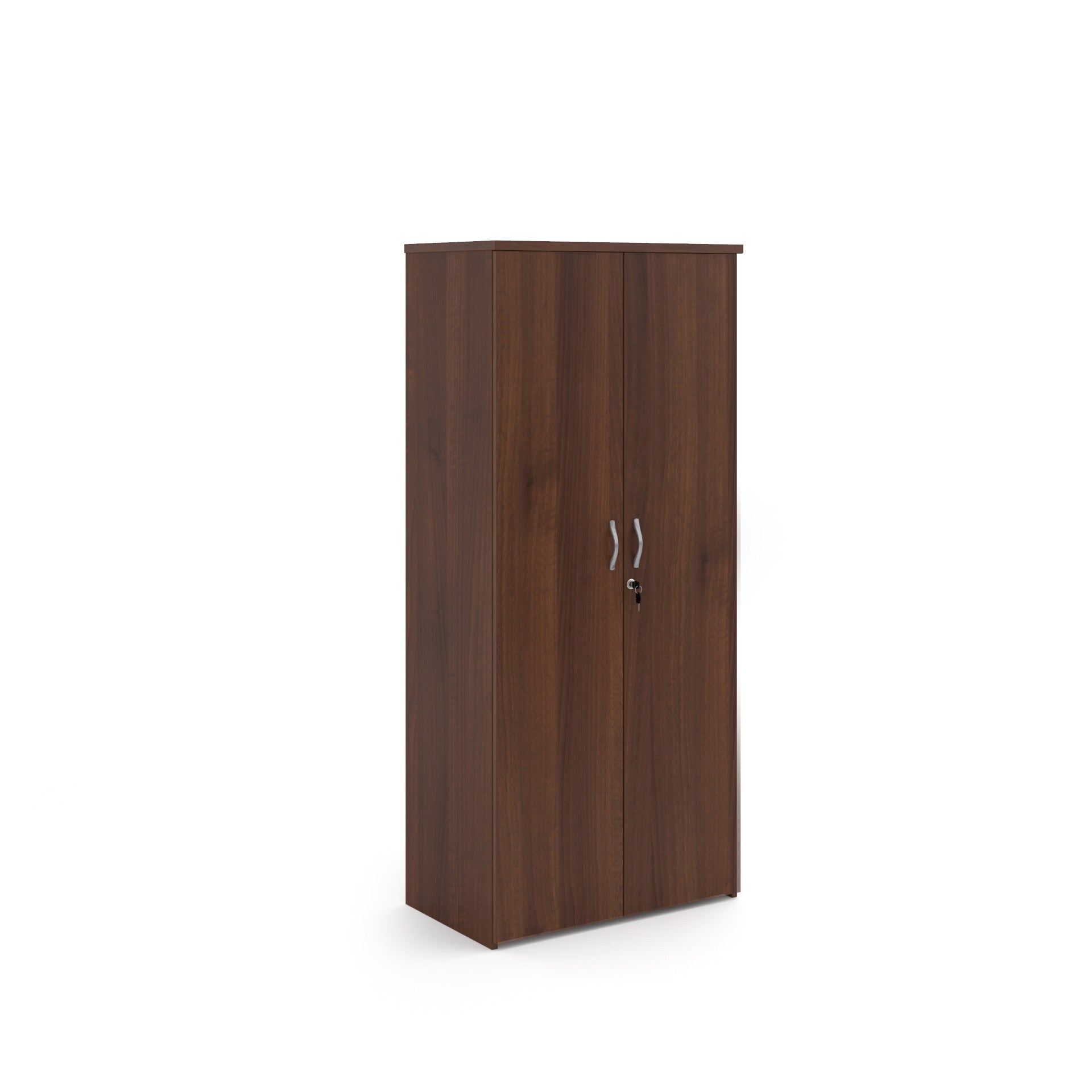 NEW Walnut 2 door tall storage unit with key and shelves. 179Hx80Wx47D. Price inc VAT. IN WALNUT ONLY