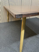 Large rectangular dark wood dining table with gold metal legs (L 180 x W 90 cm) 44578