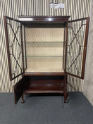 Dark mahogany wall-mounted display cabinet with decorative glazed doors (H 186 x W 100 x D 40 cm) 44785