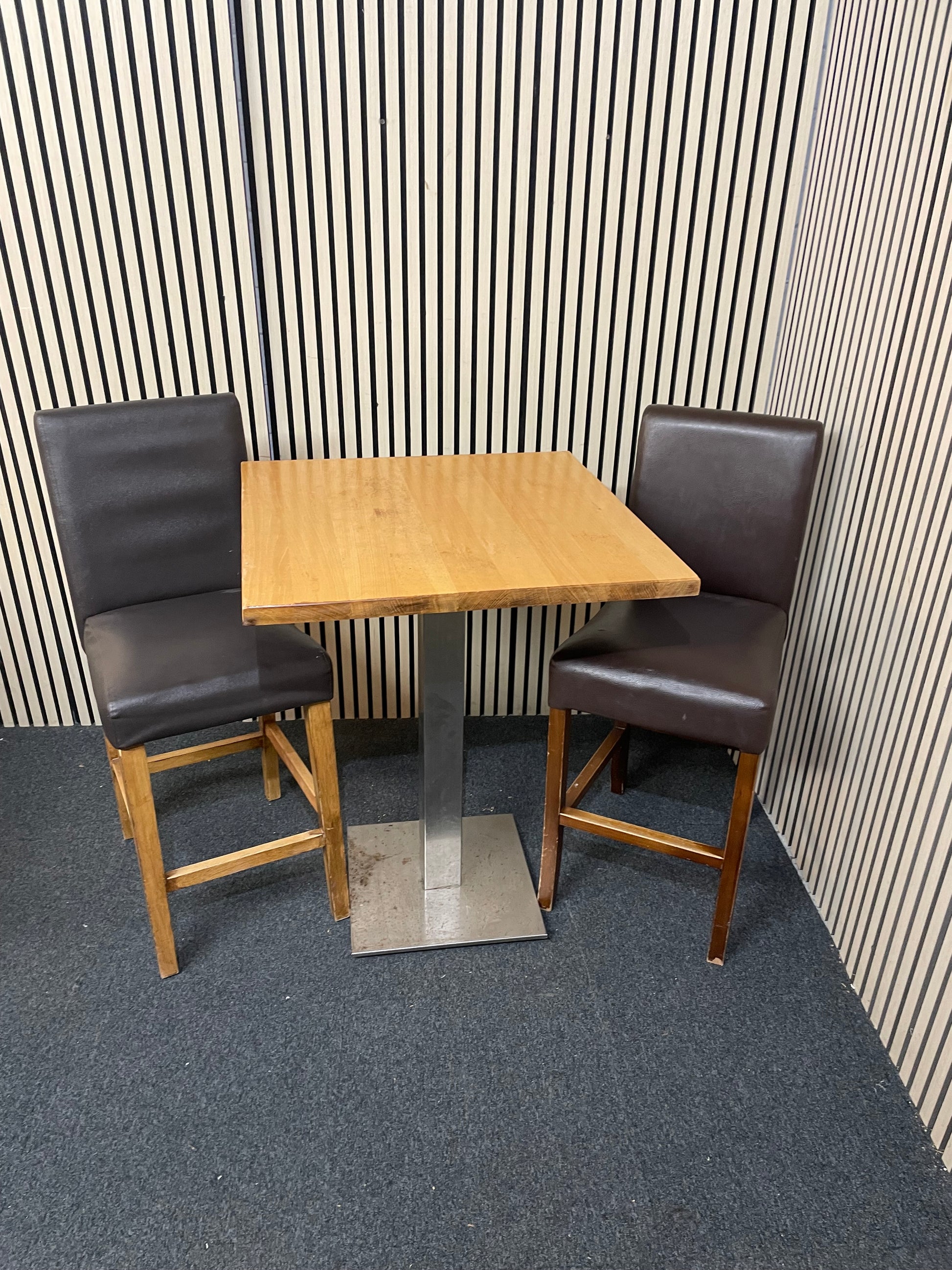 Brown leather medium height stools 1126