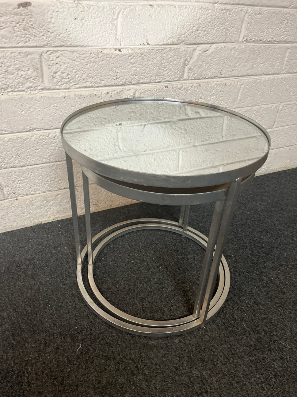 Circular mirror plated nested coffee table (H 47 x Diameter 46 cm)