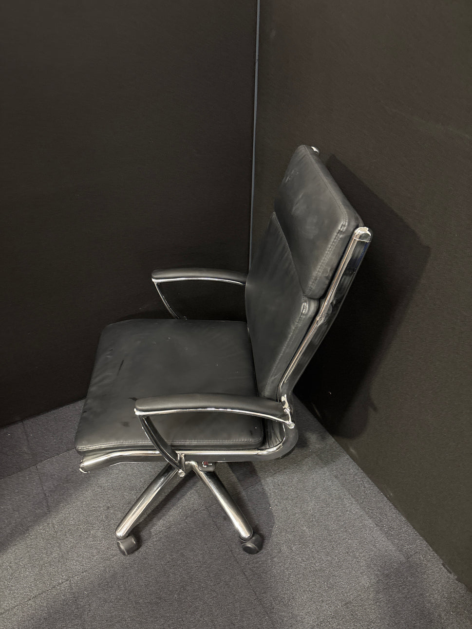 Florence high back executive chair - black faux leather with fixed arms