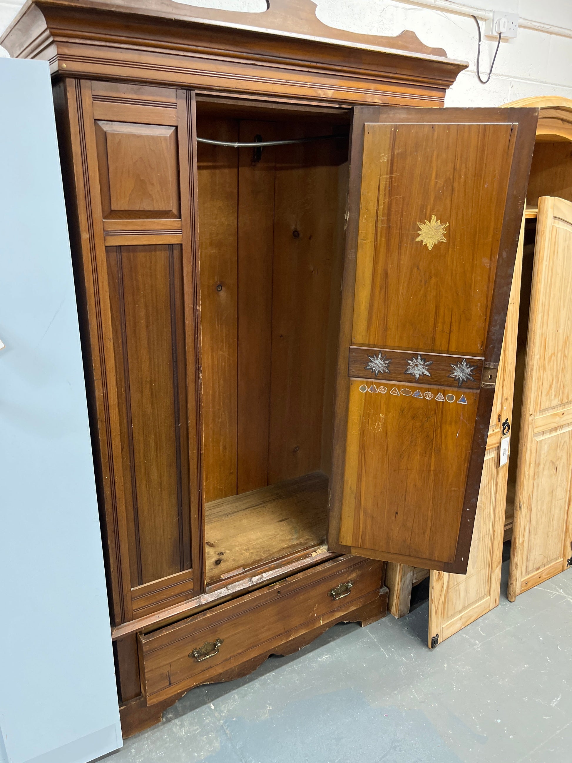 Antique 2 Piece Wardrobe 2 door with central mirror 2225