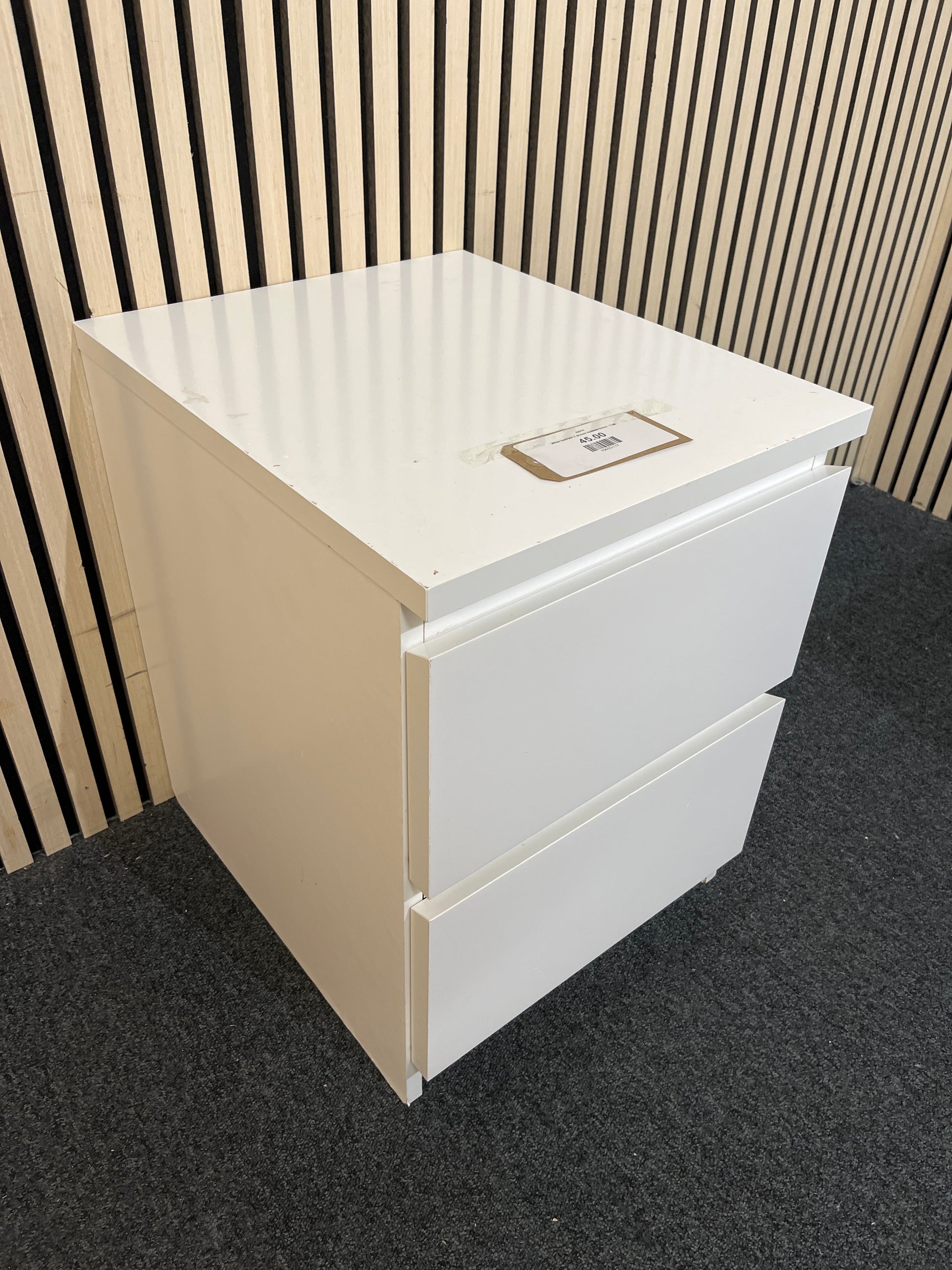 White laminate 2 drawer bedside locker 1126