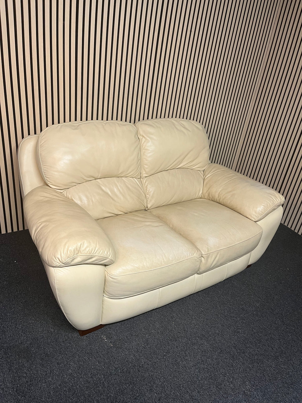2 Seater real cream leather sofa 1325